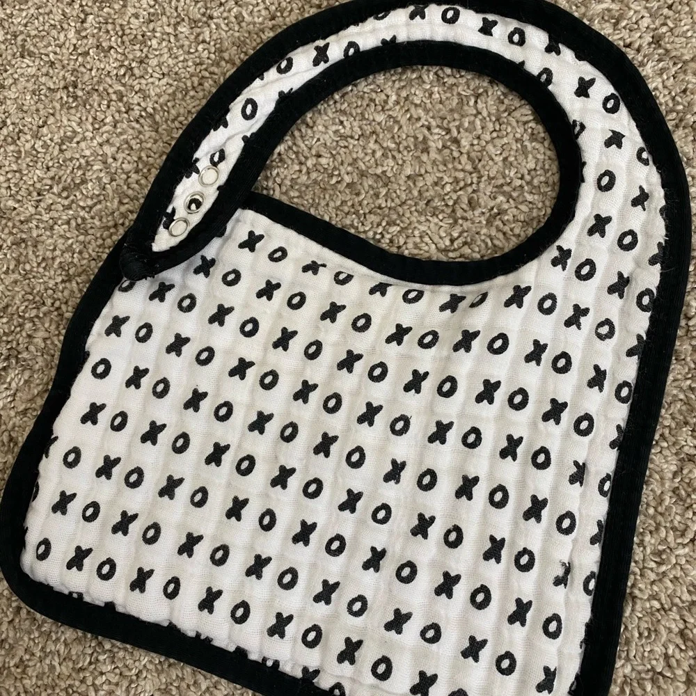 Bundle of 3- Modern Burlap Bibs - organic cotton monochrome black and white